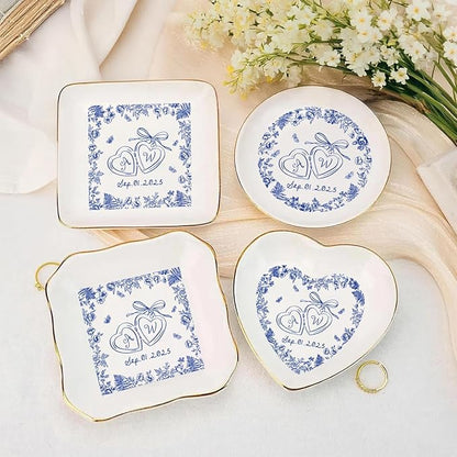 Personalized Ring Dish Engagement Gift, Engaged Ring Holder, Custom Wedding - Image 6