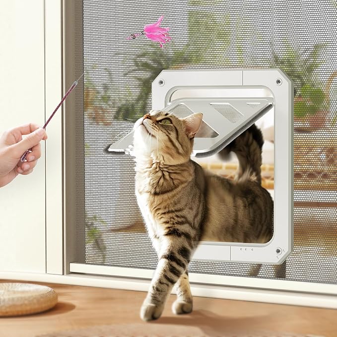 LIBBEPET Cat Door for Screen Door, Lockable Cat Screen Door for Cats & Small by LIBBEPET