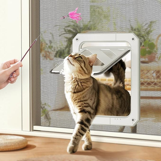 LIBBEPET Cat Door for Screen Door, Lockable Cat Screen Door for Cats & Small by LIBBEPET