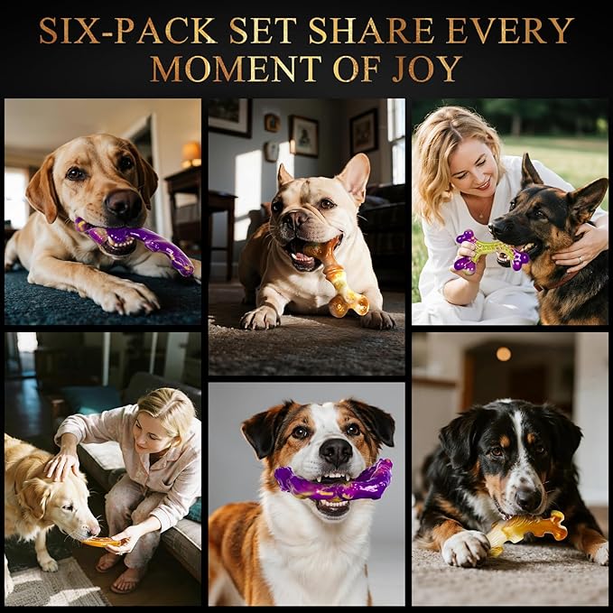 6 Pack Indestructible Dog Toys for Aggressive Chewers, Durable Nylon Bone for - Image 7