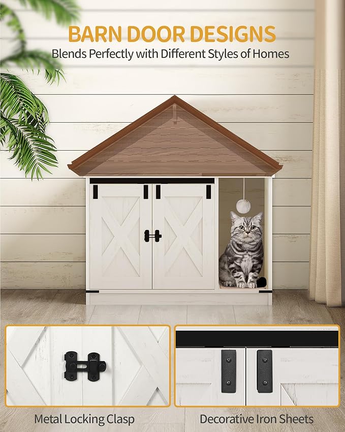 Cat Litter Box Enclosure, Hidden Litter Box Cabinet Furniture - Image 4