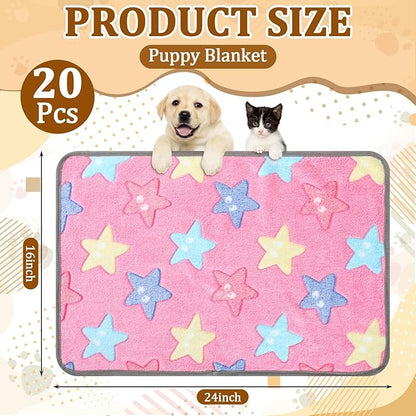 20 Pcs Puppy Blanket Bulk Soft Fluffy Flannel Pets Fleece Blankets - Image 2