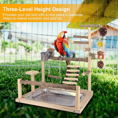 Bird Playground Natural Parrot Toys Perch Stand Cockatiel Swing - Image 6
