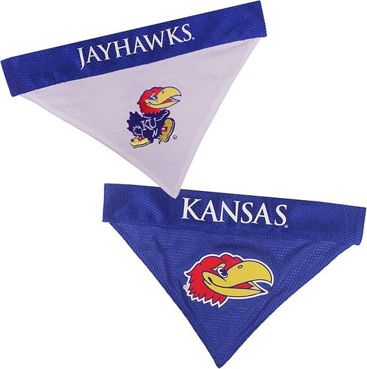 Pets First Collegiate Pet Accessories, Reversible Bandana, Kansas Jayhawks by PETSFIRST
