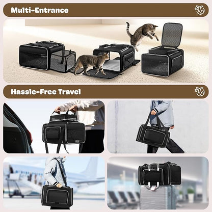 Top and 2 Sides Expandable Cat Carrier 18x13.5x9.5, TSA Airline Approved Dog - Image 6