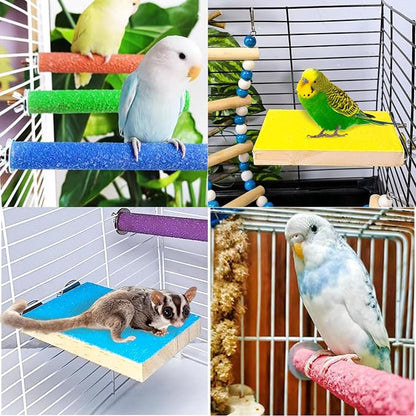 7 PCS Parrot Perch Stand Natural Wood Bird Perch Stand Platform Paw Grinding - Image 4