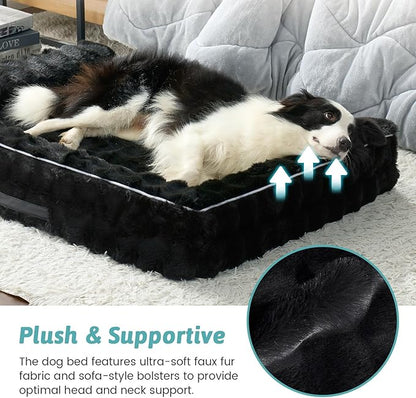 Faux Fur Orthopedic Dog Bed, Extra Large Dog Bed, Supportive Foam Pet Sofa - Image 4