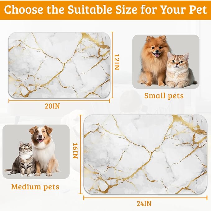 Abstract Marble Dog Food Mat, Quick Dry Dog Placemat Non Slip Rubber Backing - Image 6