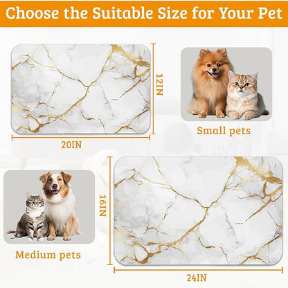 Abstract Marble Dog Food Mat, Quick Dry Dog Placemat Non Slip Rubber Backing - Image 6