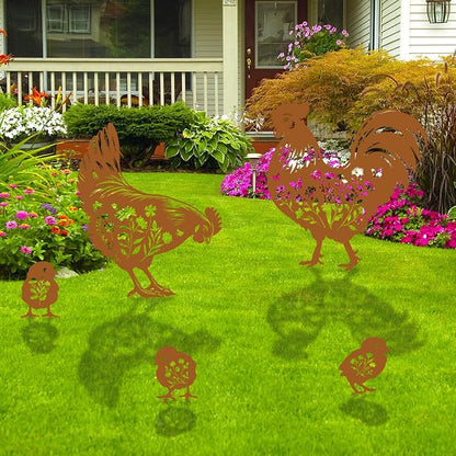 Chicken Metal Garden Stakes Yard Decor, Metal Yard Stakes Gifts - Image 6