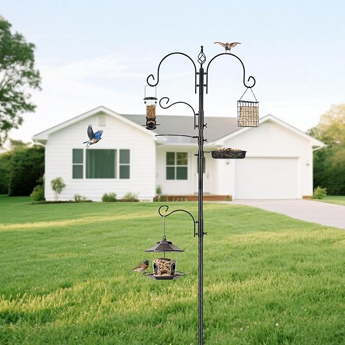 ERYTLLY Bird Feeding Station Kit Bird Feeder Pole Wild Bird Feeder Hanging Kit - Image 6