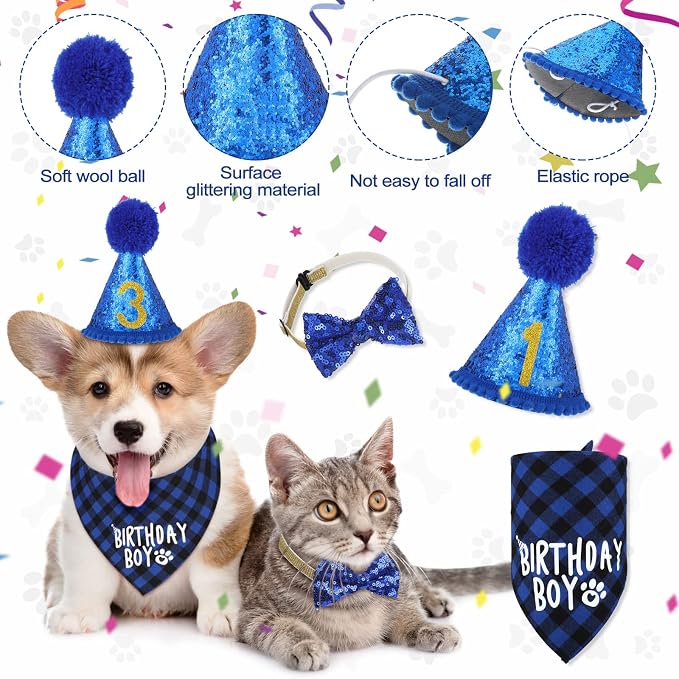 Weewooday Dog Birthday Party Supplies Birthday Boy Girl Cake Bandana Triangle - Image 5
