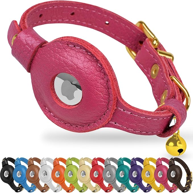 OOPSDOGGY Leather AirTag Cat Collar by OOPSDOGGY
