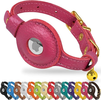 OOPSDOGGY Leather AirTag Cat Collar by OOPSDOGGY