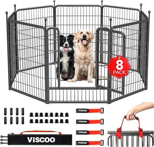 Dog Playpen Outdoor, 8 Panels 40" High Heavy Duty Metal Dog Pen, Pet Fence by VISCOO