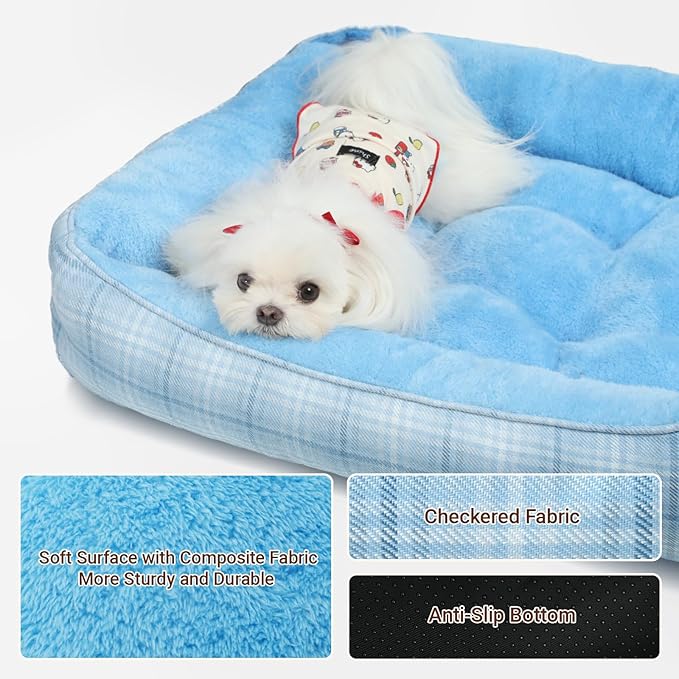 MIHIKK Rectangle Dog Beds for Small Medium Dogs & Cats, Orthopedic Sleeping Pet - Image 3