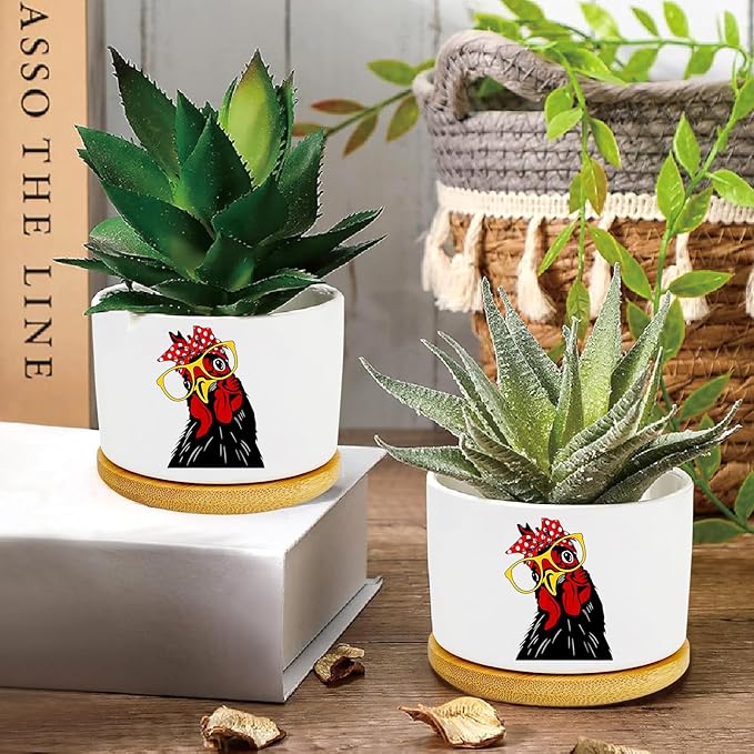 Window Garden Rooster Planter Pots, Rooster Gifts - Image 2