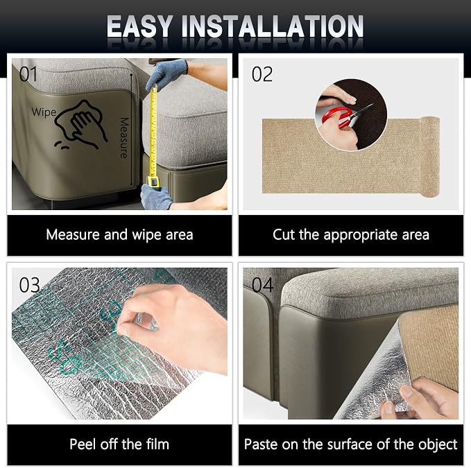 Cat Scratch Mat for Couch, Wall & Cat Tree – 78.7" Trimmable Self-Adhesive Cat - Image 5