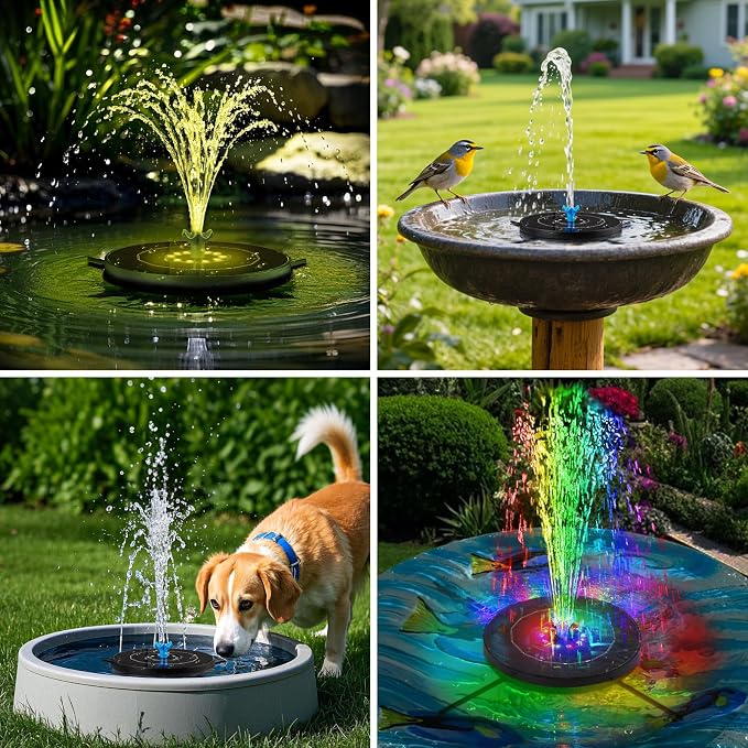 Solar Fountain Pump with 3 Spray Height Adjustments, Upgraded Glass Solar Bird - Image 8