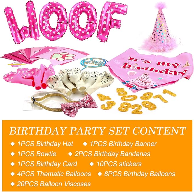 AROIC Dog Birthday Bandana Set, Pet Party Decorations Kit - Image 3