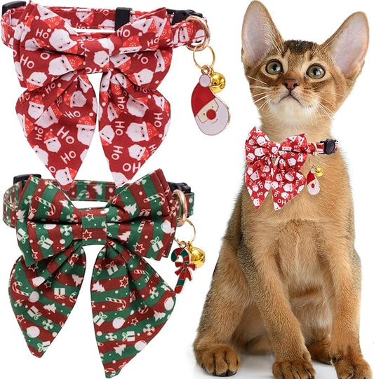 Faygarsle 2 Pack Christmas Cat Collar Cute Holiday Cat Collar by Faygarsle