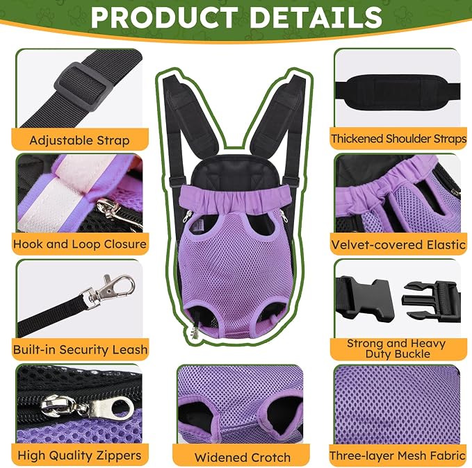 Pet Carrier Backpack, Hands-Free Adjustable Dog Front Carrier Legs Out & - Image 2