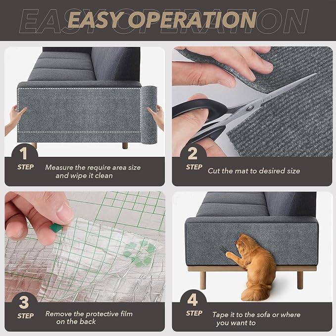 78.7"X15.8" Cat Scratching Mat, Self-Adhesive Cats Carpet, DIY Scratch - Image 6