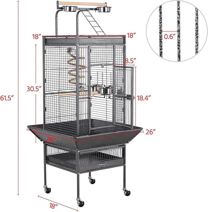 Yaheetech 61-inch Playtop Wrought Iron Large Parrot Bird Cages - Image 3