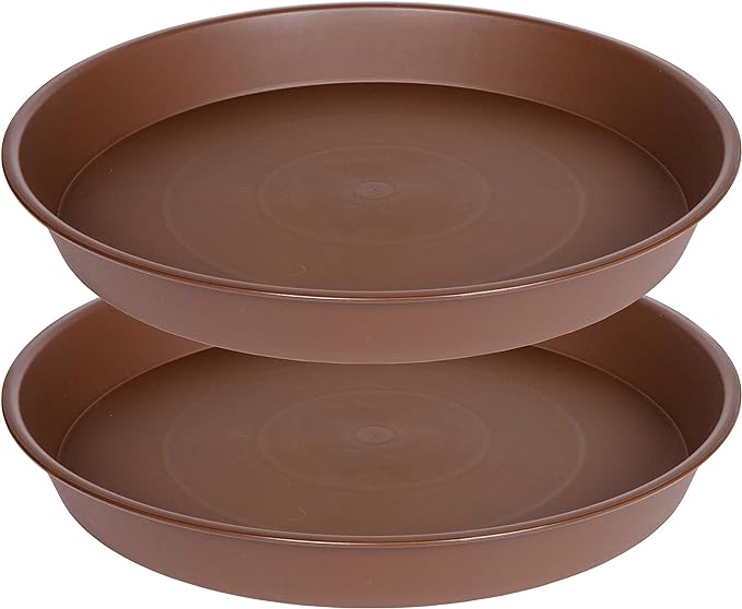 2 Pack of 14 inch Plant Saucer, Heavy Duty Round Plant Trays by Bleuhome