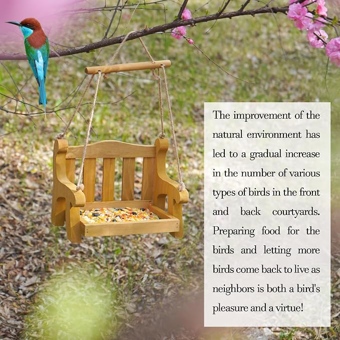GDYOOSHOW Set of 2 Regency Porch Swing Bird Feeder Cedar Bench Shaped Squirrel - Image 8