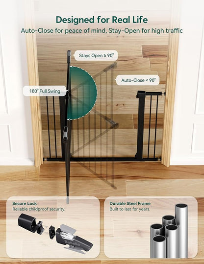 Babelio Extra Wide Baby/Dog Gate PressGuard P7, 29-55" Auto Close - Image 5