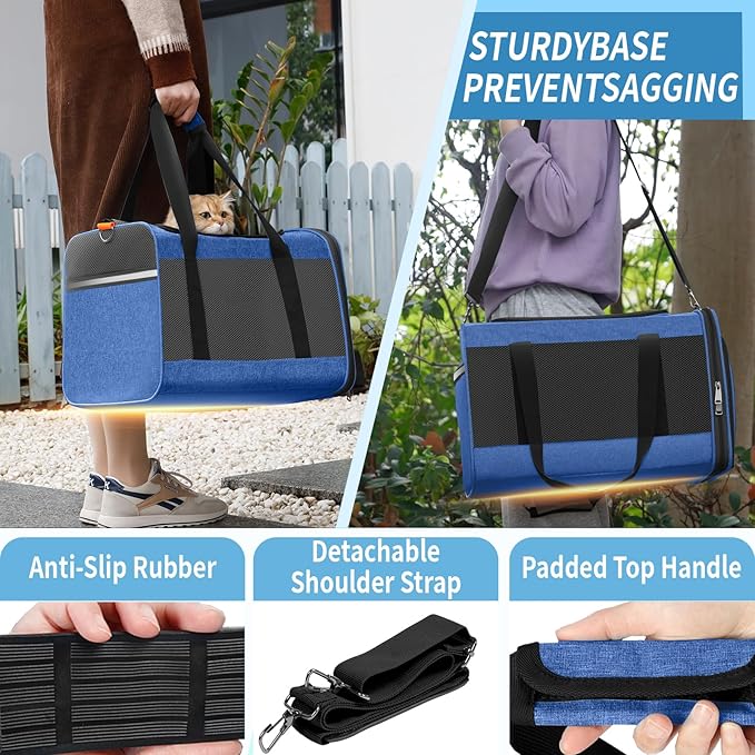 Pet Carrier Large Cats 20 lbs Top Load/Soft Sided Small Dog Travel - Image 4