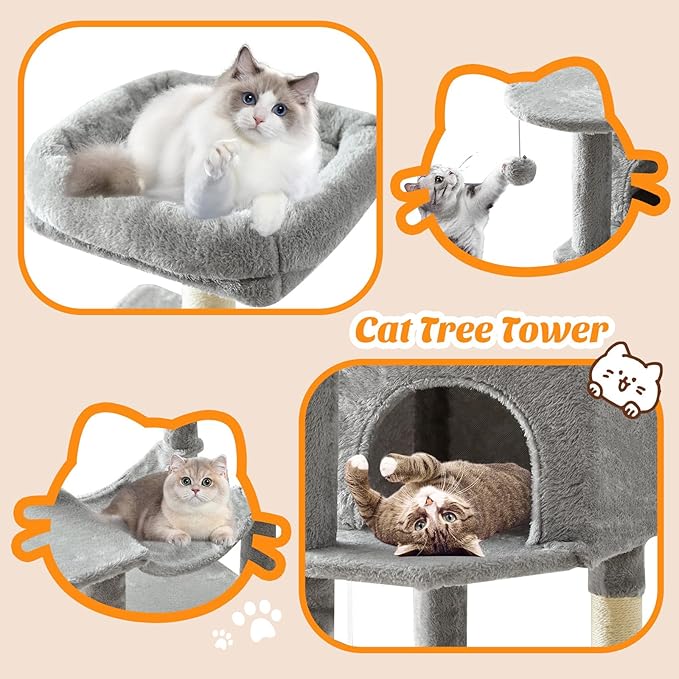 Sweetcrispy 44 Inch Cat Tree Tower, Cat Climbing Tower - Image 4