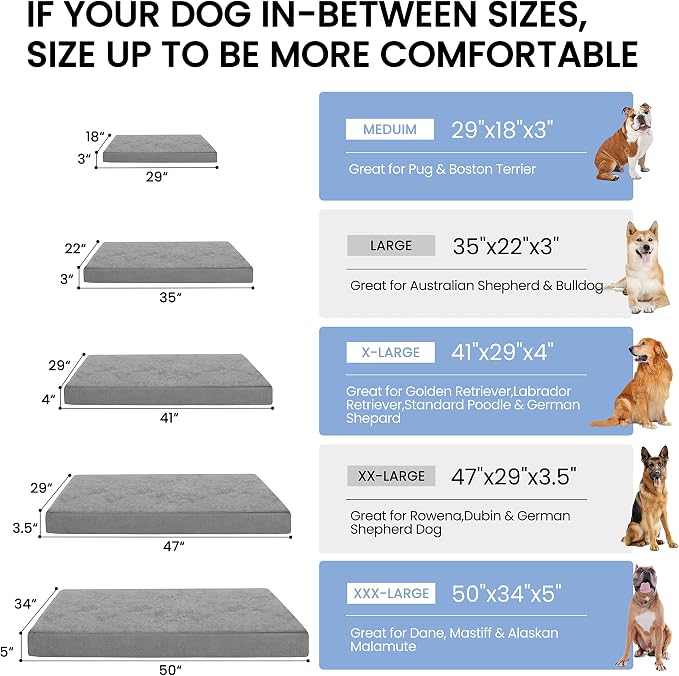 Orthopedic Memory Foam Dog Bed for Large Dogs, Cooling Dog Beds -Waterproof Pet - Image 7