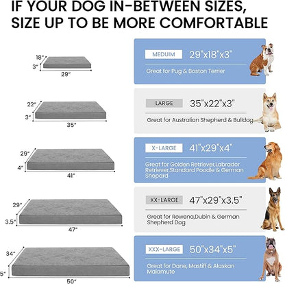 Jumbo Dog Bed for Large Dogs, Orthopedic Memory Foam Pet Bed, Washable Dog - Image 6
