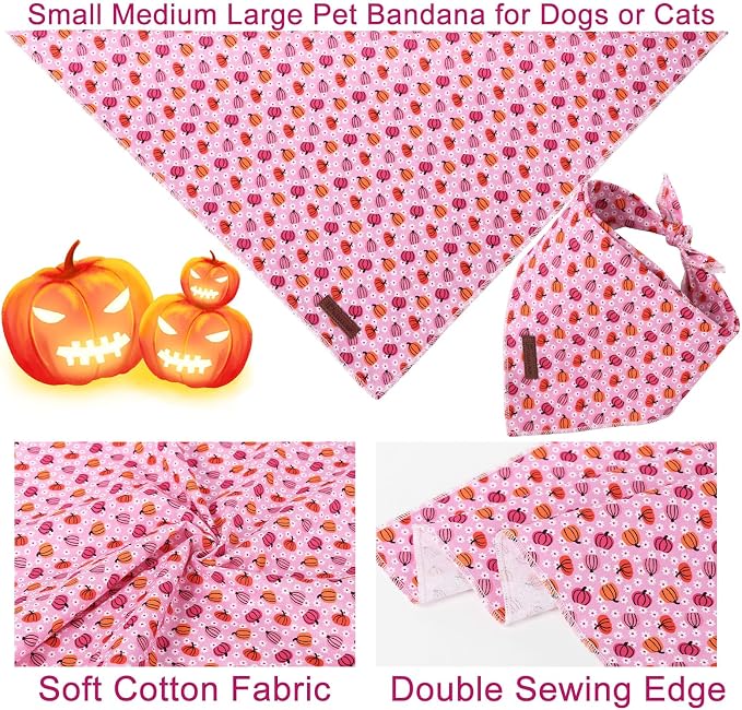 Halloween Pumpkin Dog Bandana, Halloween Triangle Bid Scarf - Image 3