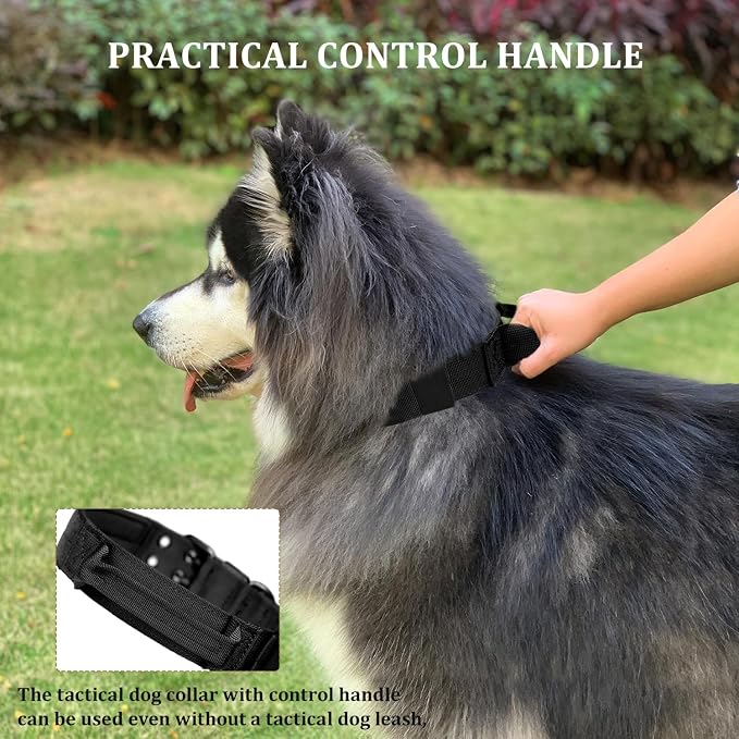 Tactical Dog Collar with Handle, Military Adjustable Heavy Duty Metal Buckle - Image 6