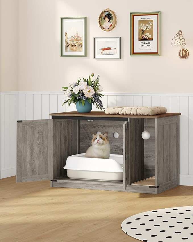 Cat Litter Box Enclosure, Hidden Litter Box Cabinet Furniture - Image 3