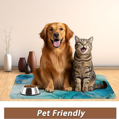 Marble Dog Cat Food Mat, Non-Slip Water Bowl Placemat, Indoor Pet Accessories - Image 6