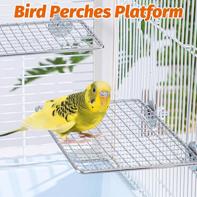 BNOSDM 2 Pack Bird Perch Platform Stainless Steel Birds Perches Parrot Shelf - Image 3