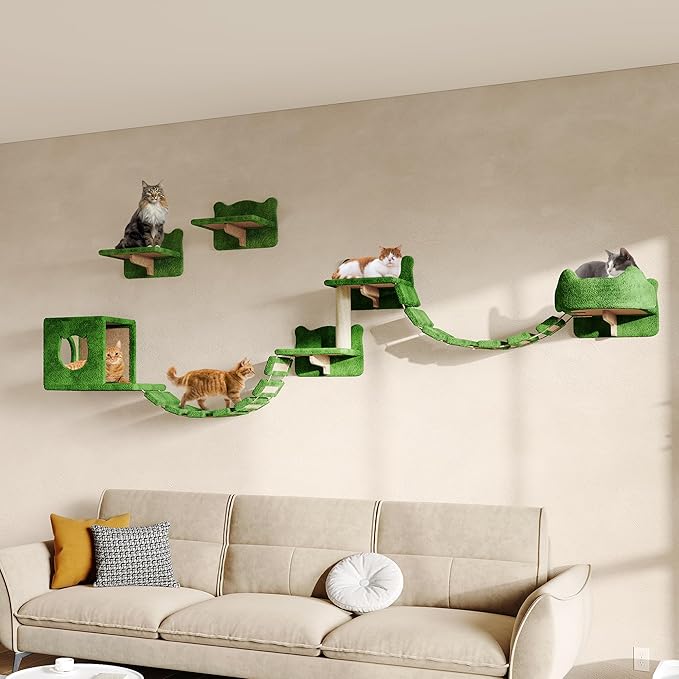 9-in-1 Cat Wall Shelves, Wall Mounted Cats Furniture Set by Homiflex