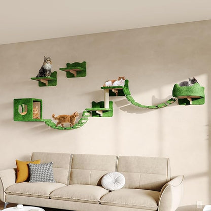 9-in-1 Cat Wall Shelves, Wall Mounted Cats Furniture Set by Homiflex