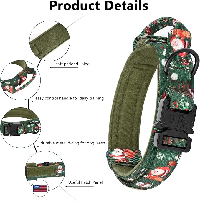 DAGANXI Christmas Tactical Dog Collar, Adjustable Military Training Nylon Dog - Image 4