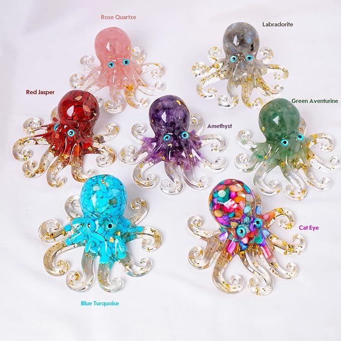 Octopus Decor Aquarium RoseQuartze Gravel Decorative Resin Glass - Image 3