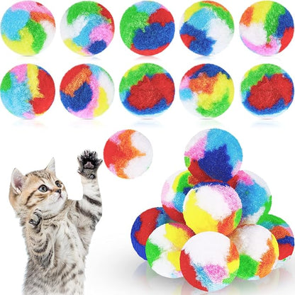 Deekin 20 Pcs Cat Pom Pom Balls Toy Kitty Yarn Puffs Assorted Color Small Plush by DEEKIN