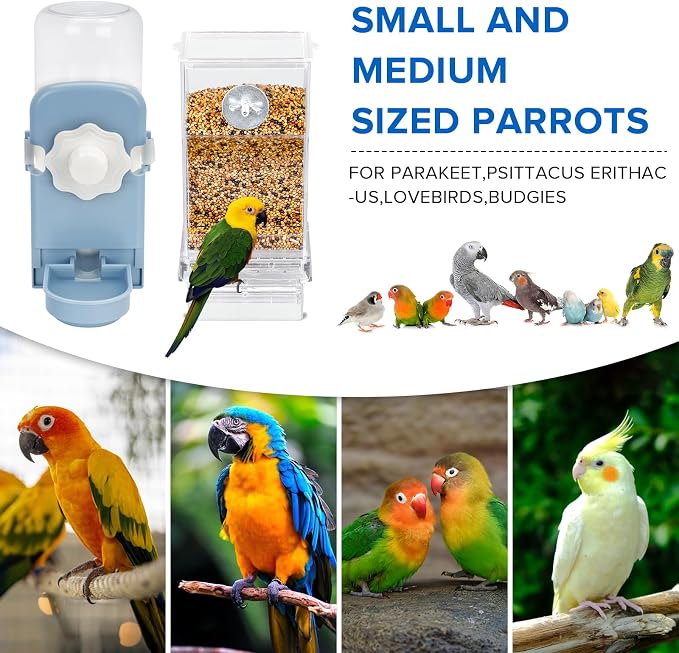 No Mess Bird Feeder Water Dispenser Set, Parakeet Cage Accessories, Bird Feeder - Image 3