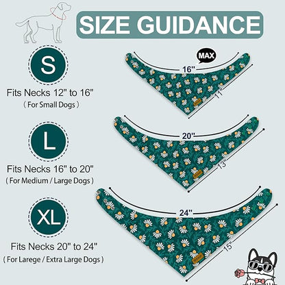 Spring Dog Bandanas with Snap Button, 2 Pack Floral Dog Scarf - Image 2