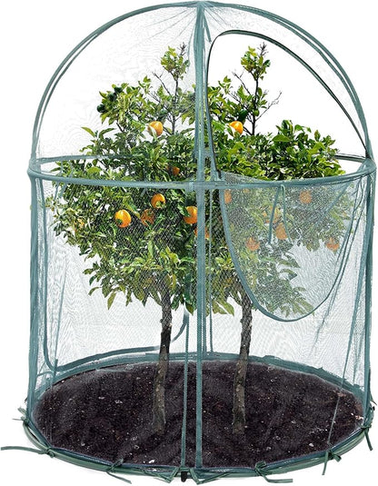 Round 4'x4' Large Plant Mesh Cover 4.9FT Tall Crop Netting Cage Pest Guard Cover - Image 3