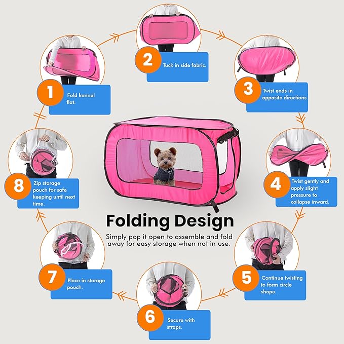 Beatrice Home Fashions Portable, Collapsible, Pop Up Kennel Travel Cat and Dog - Image 5