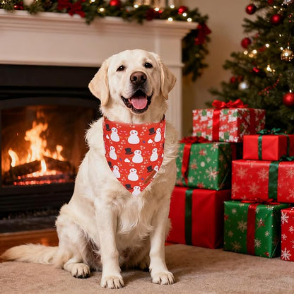 ADOGGYGO Christmas Dog Bandanas 2 Pack, Reversible Snowman Hoho Pattern Xmas - Image 2
